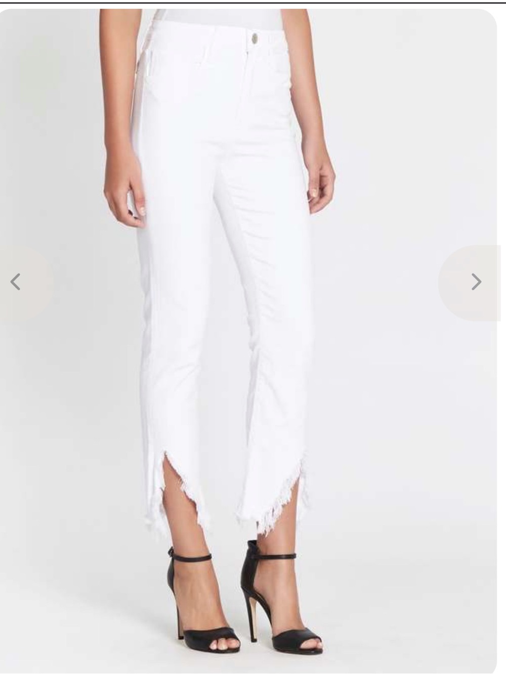 3x1 NYC White High-Rise Slash Slim Ankle Jeans with Frayed Hem